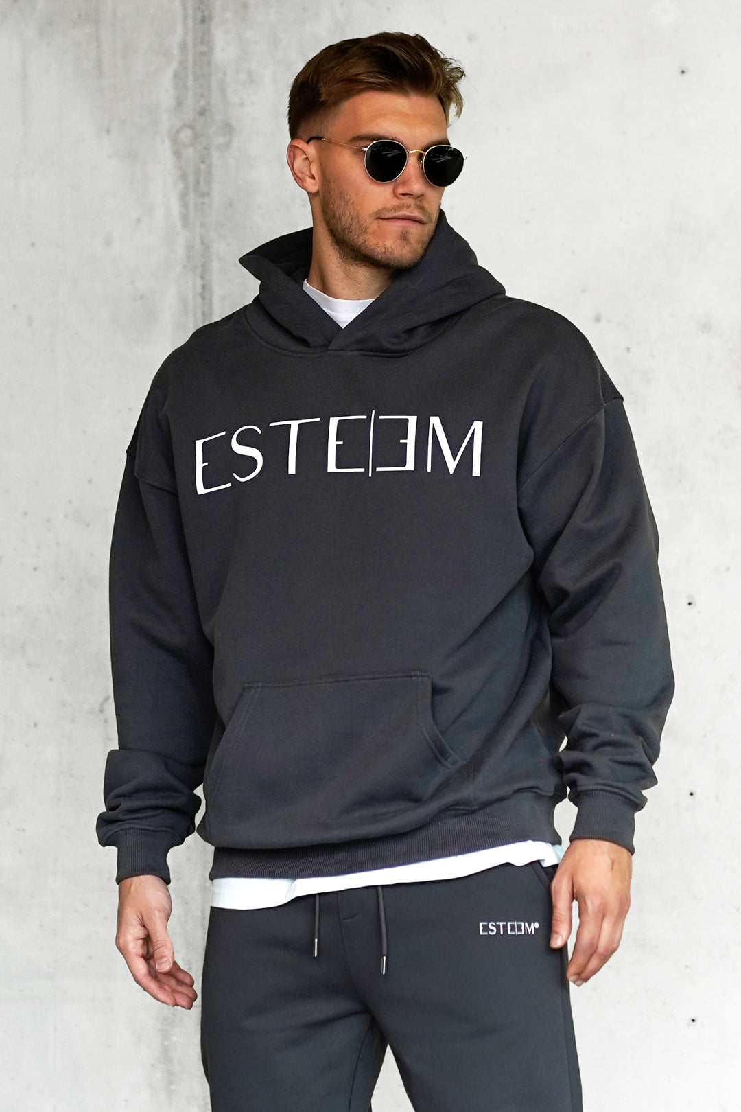 Anthracite Lettering Oversized Hoodie ESTEEM Clothing
