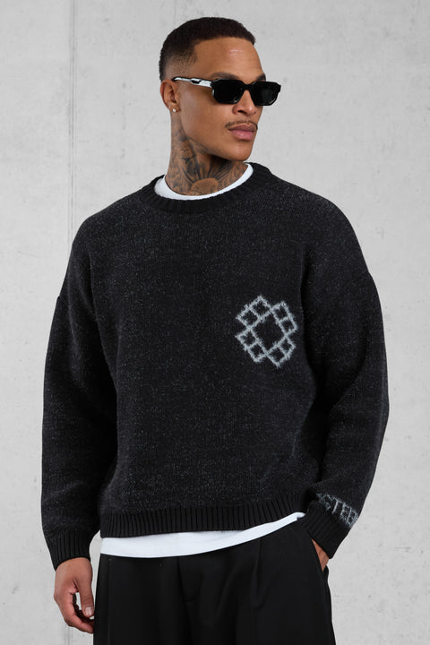 BLACK REVERSIBLE KNIT SWEATER
