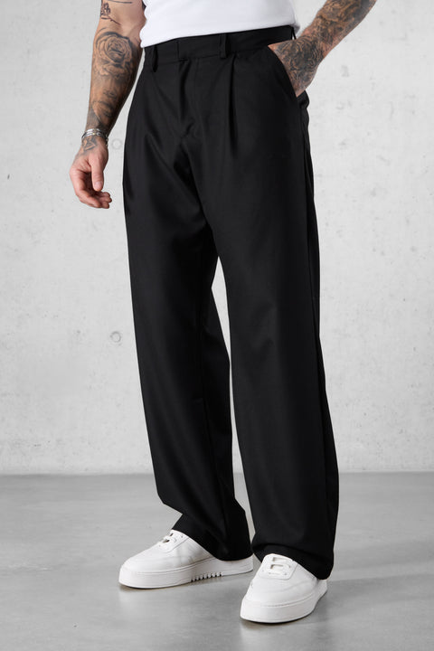 BLACK WIDE TAILORED PANTS