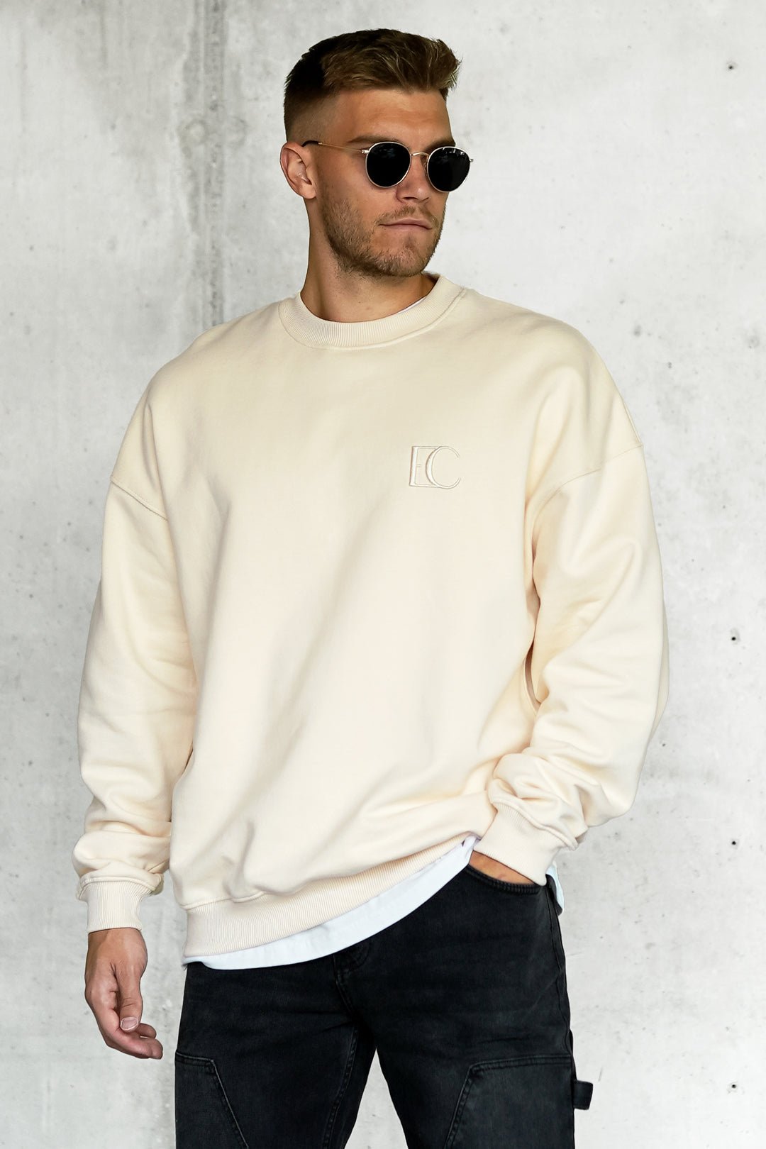 Beige EC Logo Oversized Sweater ESTEEM Clothing