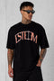 BLACK BURNTCORAL CURVE OVERSIZED TEE