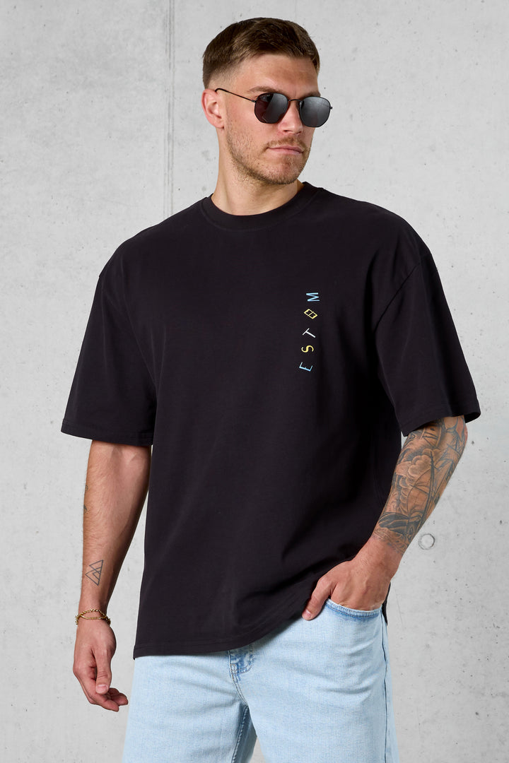 BLACK CHAOS VERTICAL OVERSIZED TEE