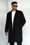 BLACK OVERSIZED FLANNEL COAT