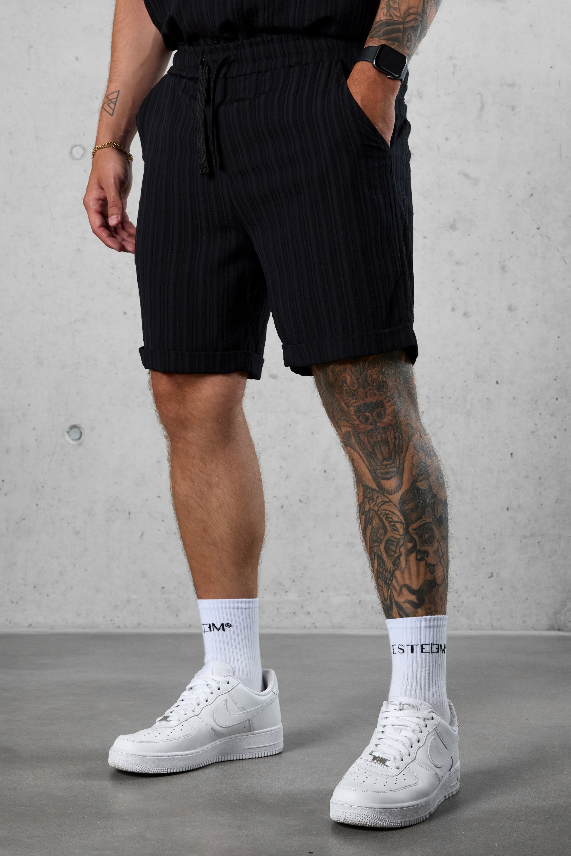 Black Striped Shorts ESTEEM Clothing