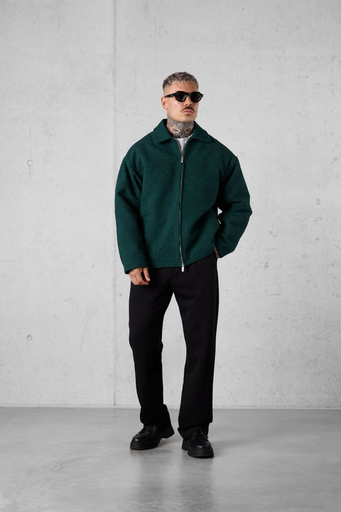 DARKGREEN BOUCLÉ OVERSIZED JACKET