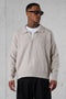 GREIGE OVERSIZED KNIT POLO SWEATER