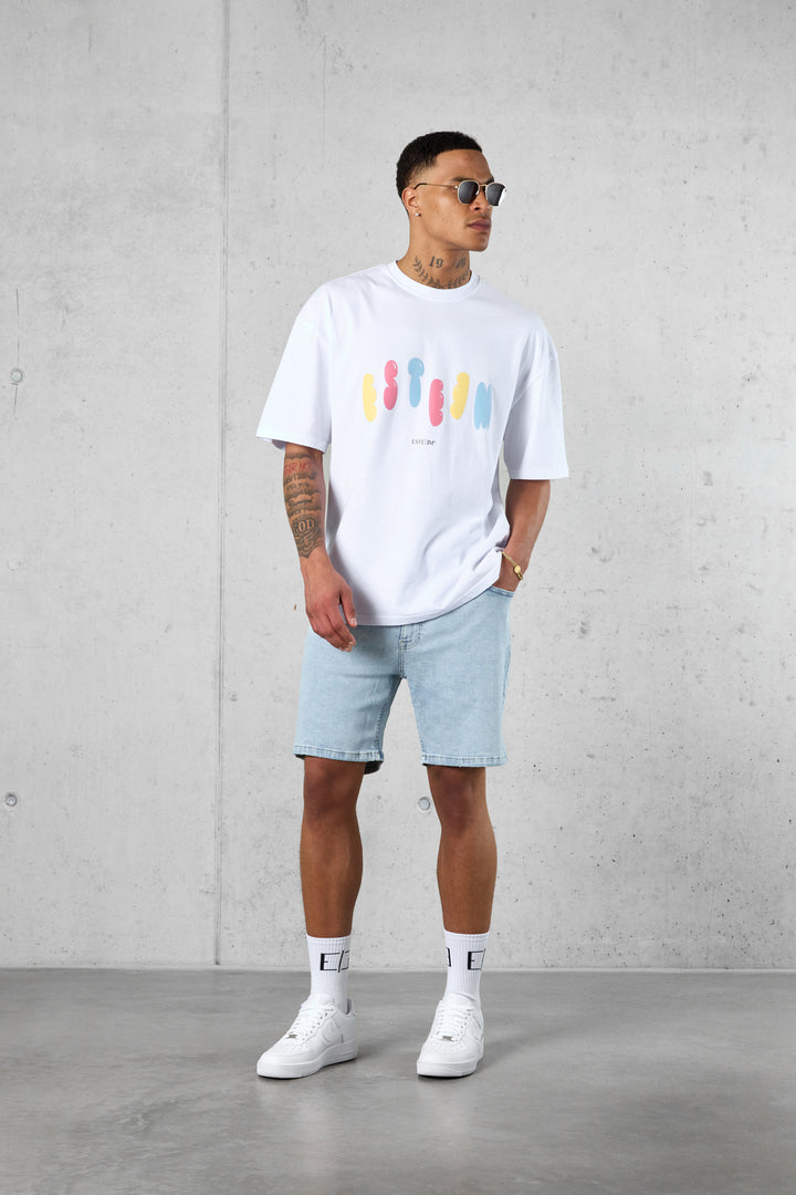 WHITE COLORED BLOWN-UP OVERSIZED TEE