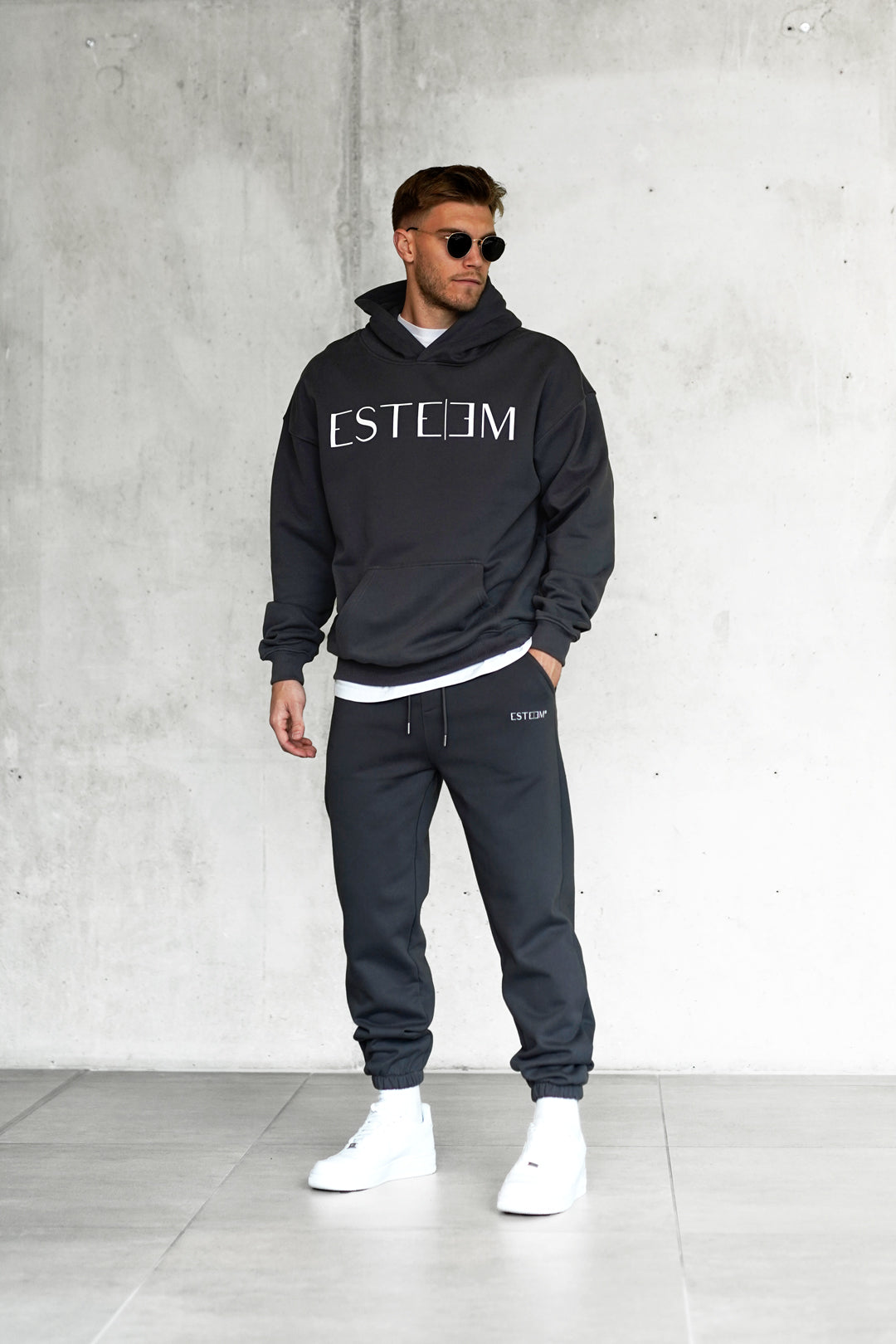 ANTHRACITE LETTERING OVERSIZED HOODIE