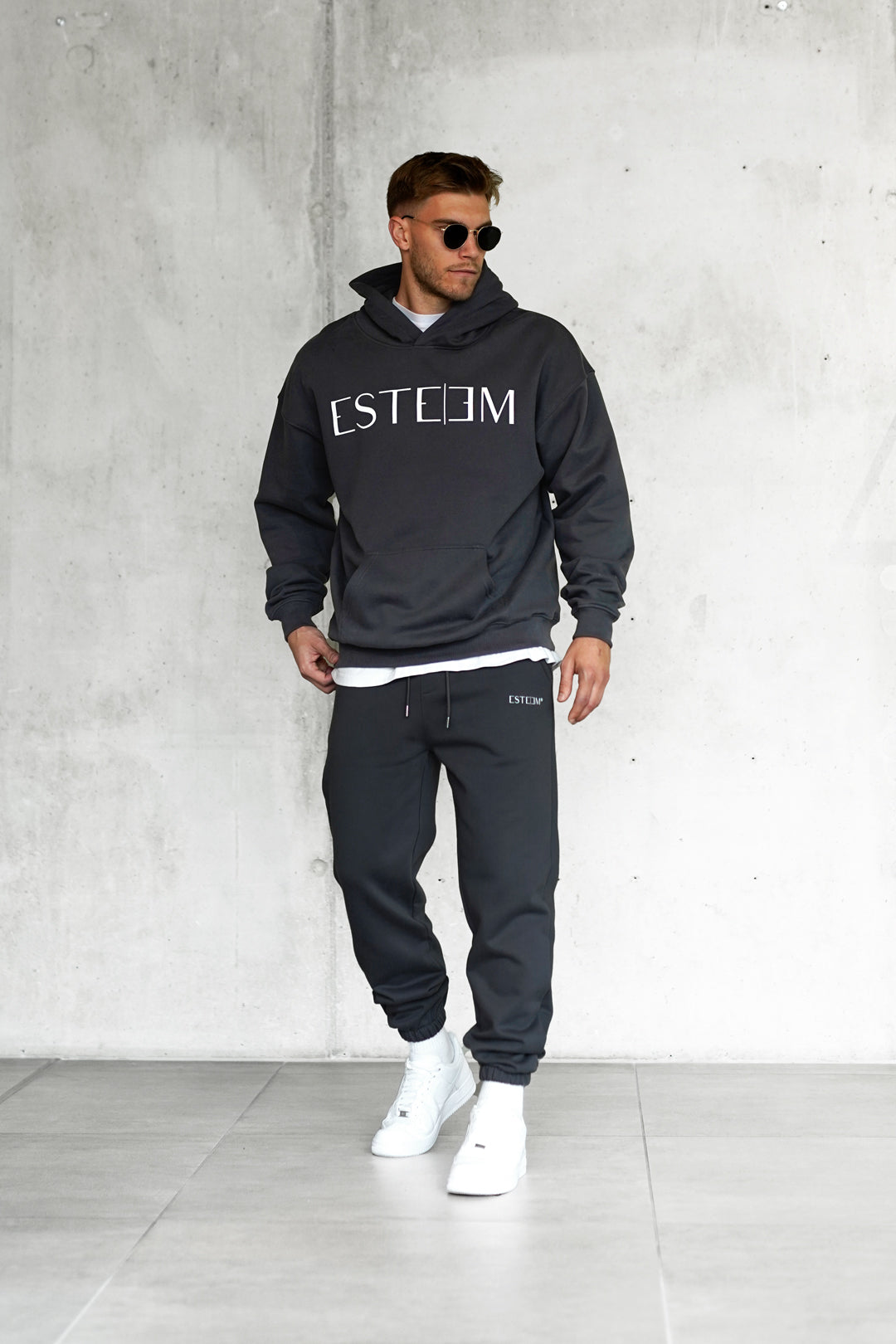 ANTHRACITE LETTERING OVERSIZED HOODIE