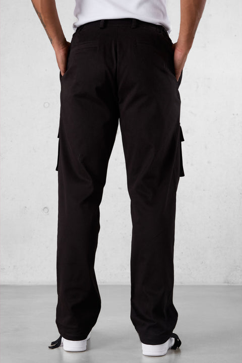 BLACK CARGO CHINO PANTS