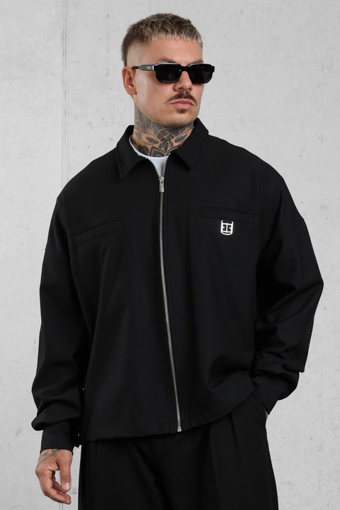 BLACK ICON ZIP OVERSHIRT