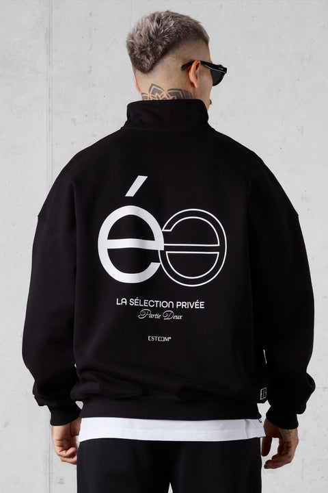 BLACK OPPOSÉ OVERSIZED HALFZIP SWEATER