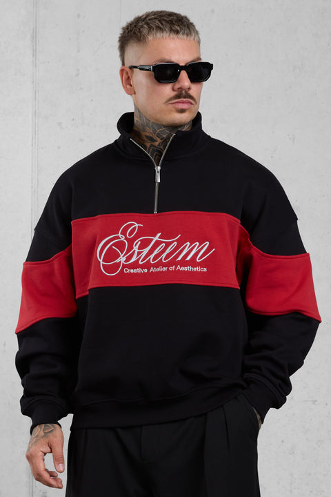 BLACK SIGNATURE AESTHETICS OVERSIZED HALFZIP SWEATER 2.0