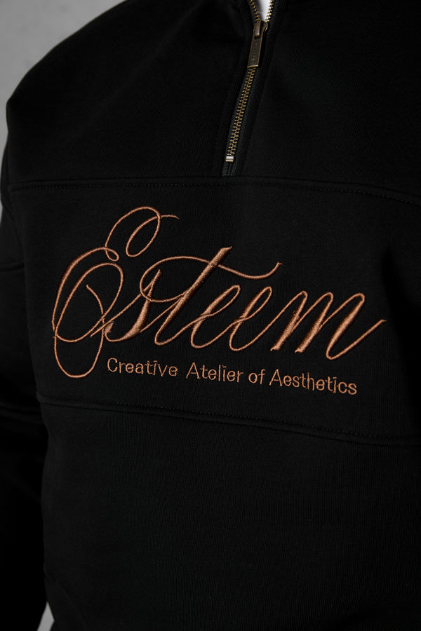 BLACK SIGNATURE AESTHETICS OVERSIZED HALFZIP SWEATER