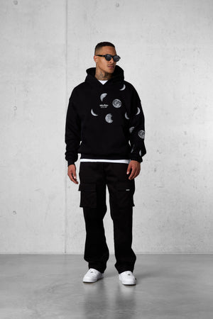BLACK SILENT MOTION MOON OVERSIZED HOODIE
