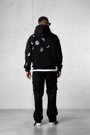 BLACK SILENT MOTION MOON OVERSIZED HOODIE