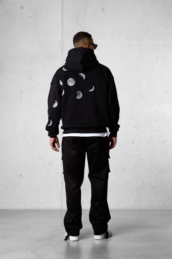BLACK SILENT MOTION MOON OVERSIZED HOODIE