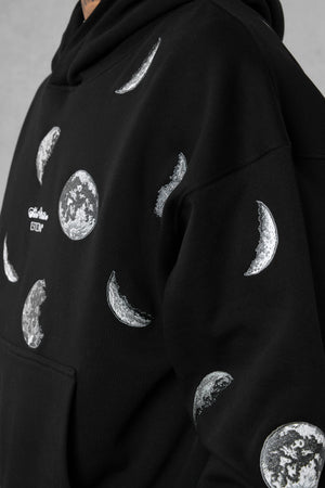 BLACK SILENT MOTION MOON OVERSIZED HOODIE