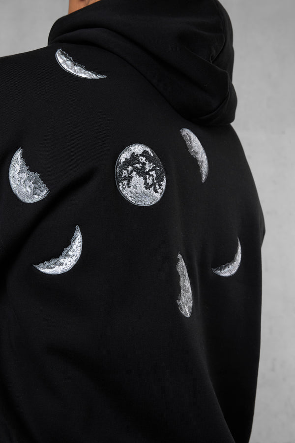 BLACK SILENT MOTION MOON OVERSIZED HOODIE
