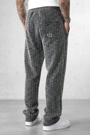 BLACK STRIPED JACQUARD LOOSE PANTS