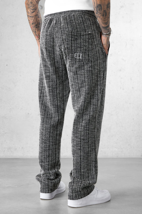 BLACK STRIPED JACQUARD LOOSE PANTS