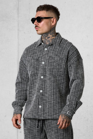 BLACK STRIPED JACQUARD OVERSIZED SHIRT