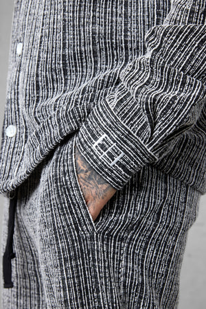 BLACK STRIPED JACQUARD OVERSIZED SHIRT