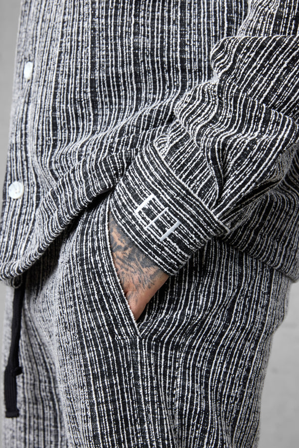 BLACK STRIPED JACQUARD OVERSIZED SHIRT