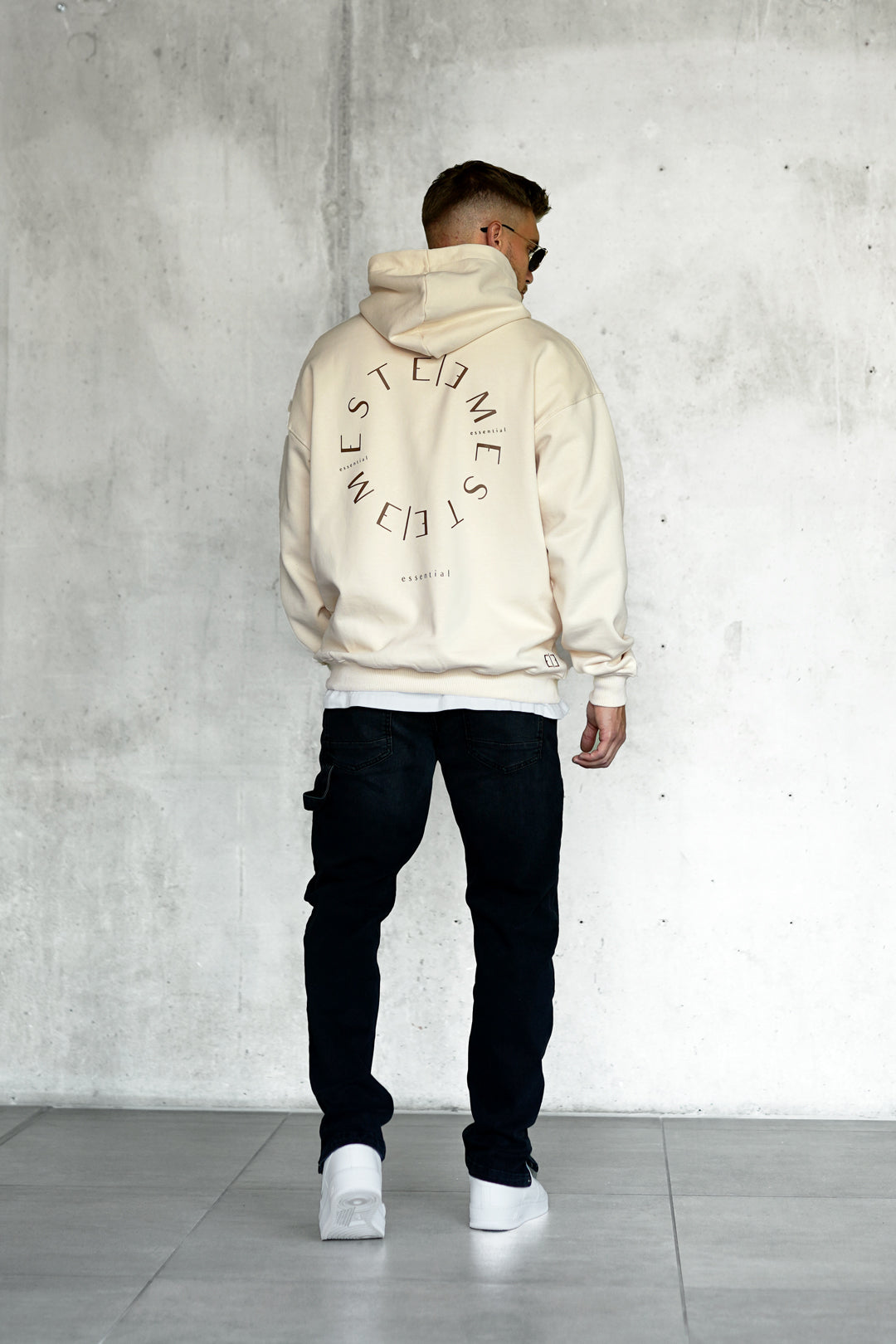 BEIGE CIRCLE OVERSIZED HOODIE