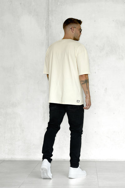 BEIGE CURVE OVERSIZED TEE