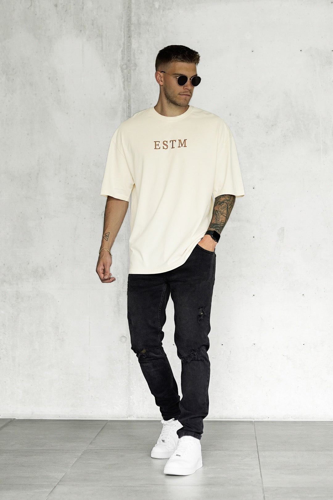 BEIGE ESTM OVERSIZED TEE