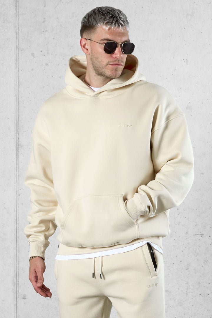 BEIGE ESSENTIAL OVERSIZED HOODIE