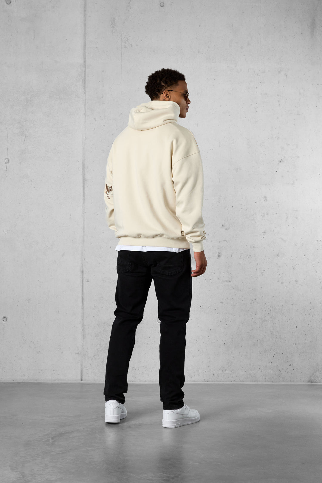 BEIGE LA GRUE LOGO OVERSIZED HOODIE