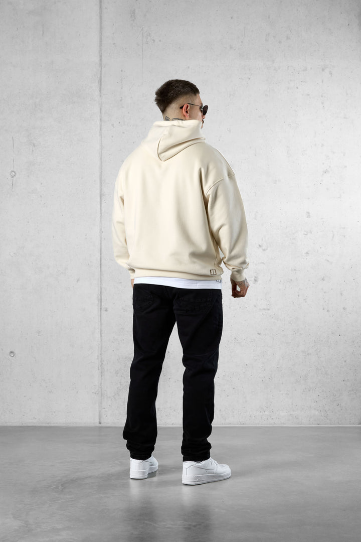 BEIGE LETTERING OVERSIZED HOODIE