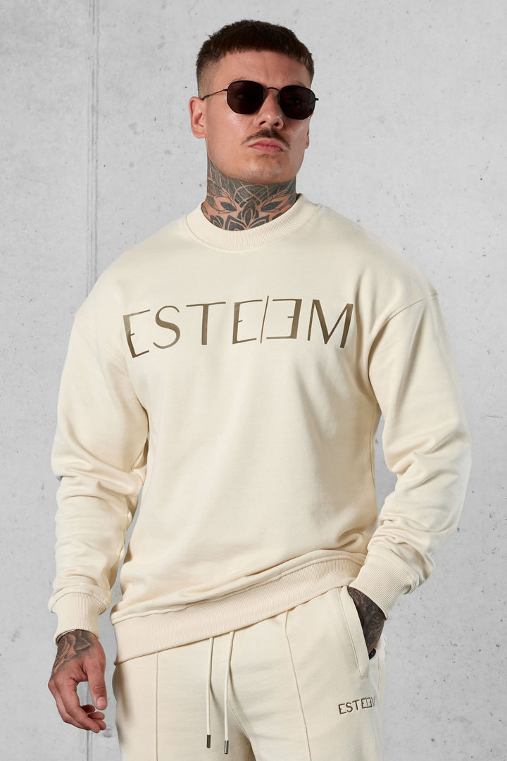 BEIGE LETTERING SWEATER