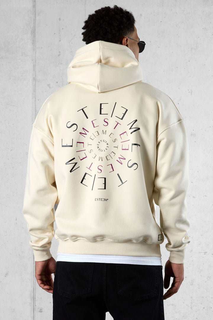 BEIGE MIXED CIRCLES OVERSIZED HOODIE