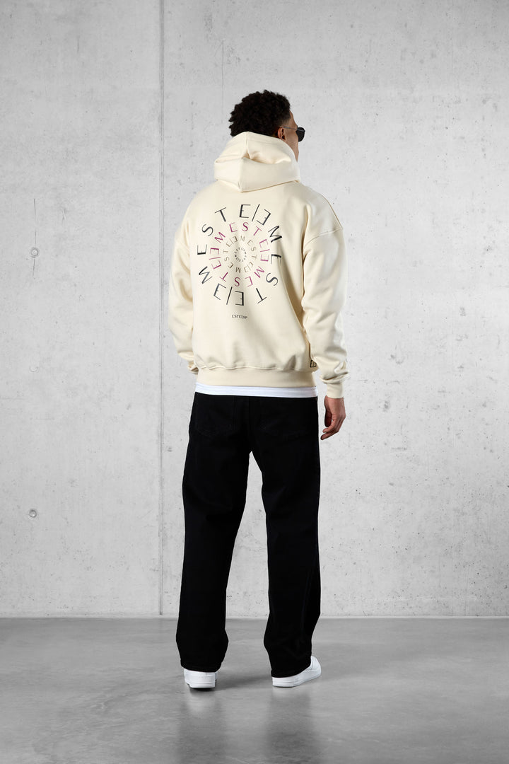 BEIGE MIXED CIRCLES OVERSIZED HOODIE