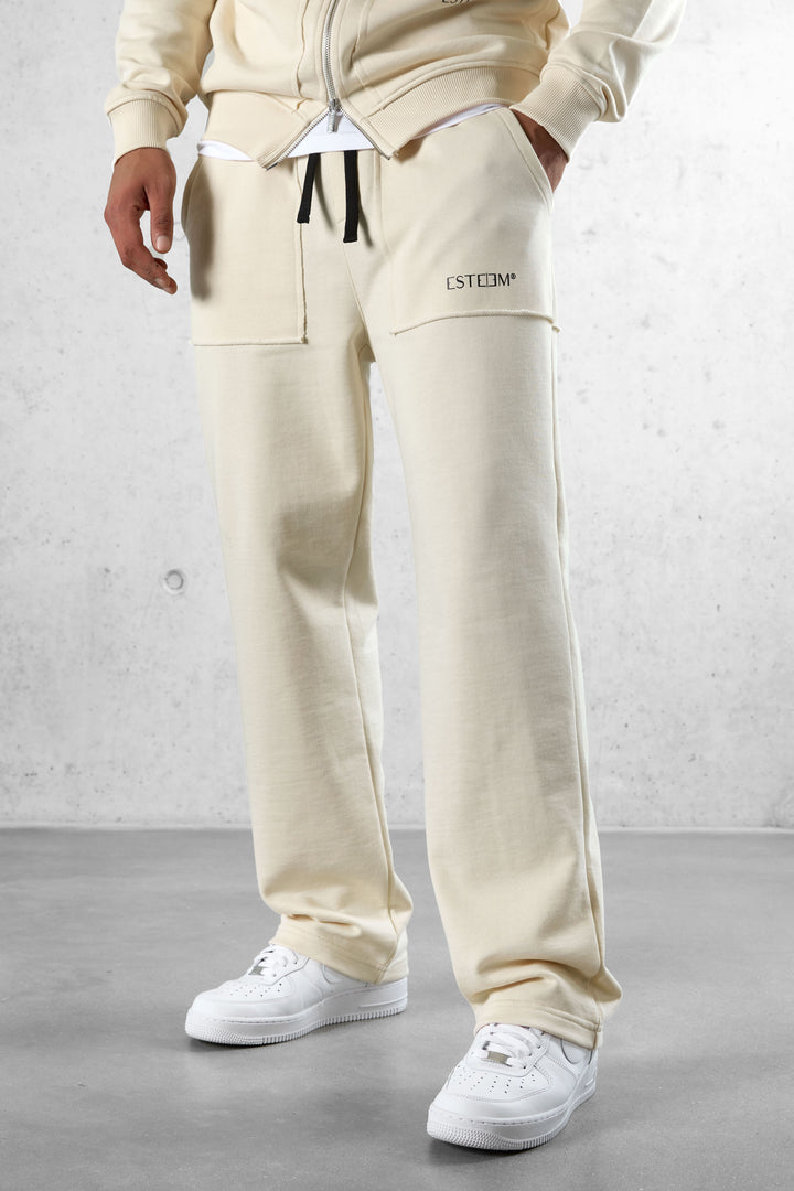 BEIGE SEAMS LOOSE SWEATPANTS