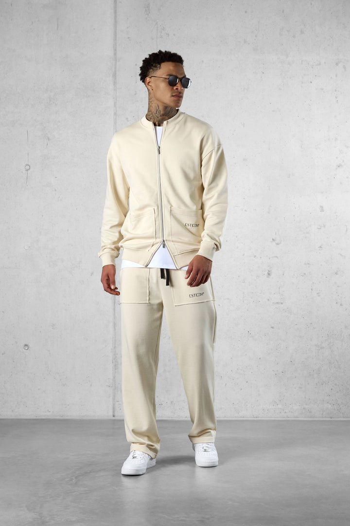 BEIGE SEAMS LOOSE SWEATPANTS