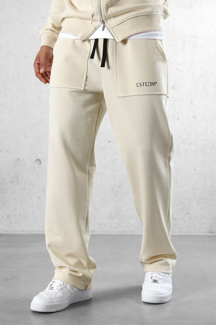 BEIGE SEAMS LOOSE SWEATPANTS