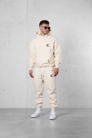 BEIGE EC LOGO OVERSIZED HOODIE