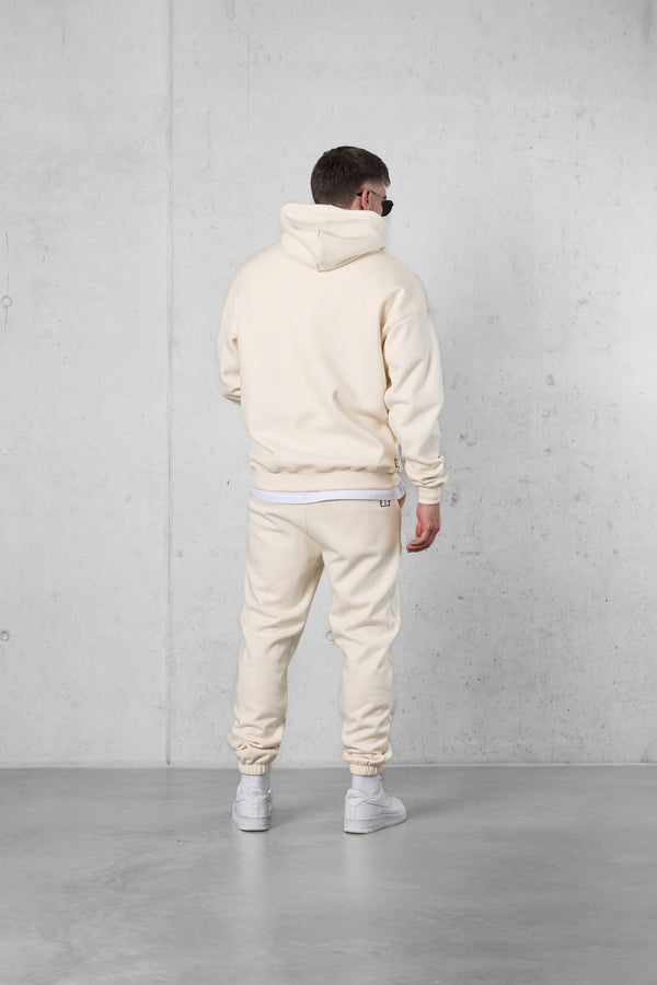 BEIGE EC LOGO OVERSIZED HOODIE
