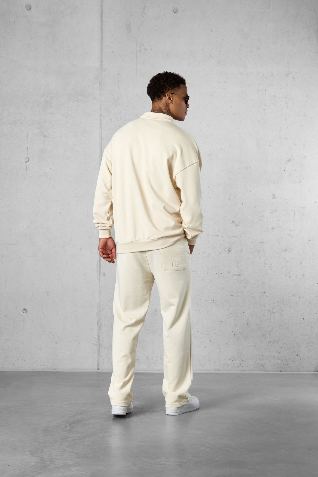 BEIGE ESSENTIAL OVERSIZED HALFZIP SWEATER
