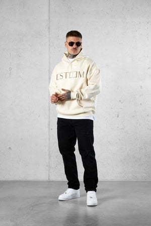 BEIGE LETTERING OVERSIZED HOODIE
