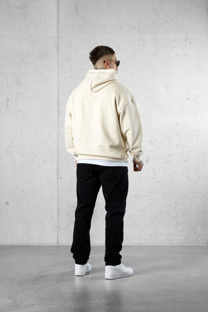 BEIGE LETTERING OVERSIZED HOODIE