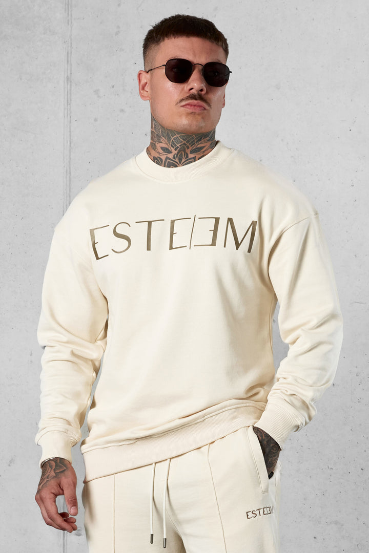 BEIGE LETTERING SWEATER