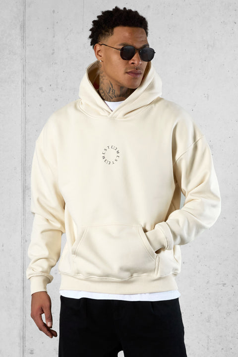 BEIGE MIXED CIRCLES OVERSIZED HOODIE