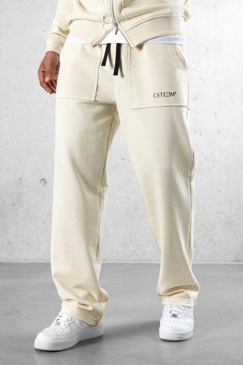 BEIGE SEAMS LOOSE SWEATPANTS