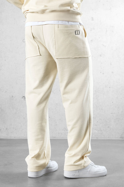 BEIGE SEAMS LOOSE SWEATPANTS