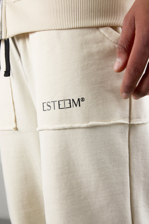 BEIGE SEAMS LOOSE SWEATPANTS